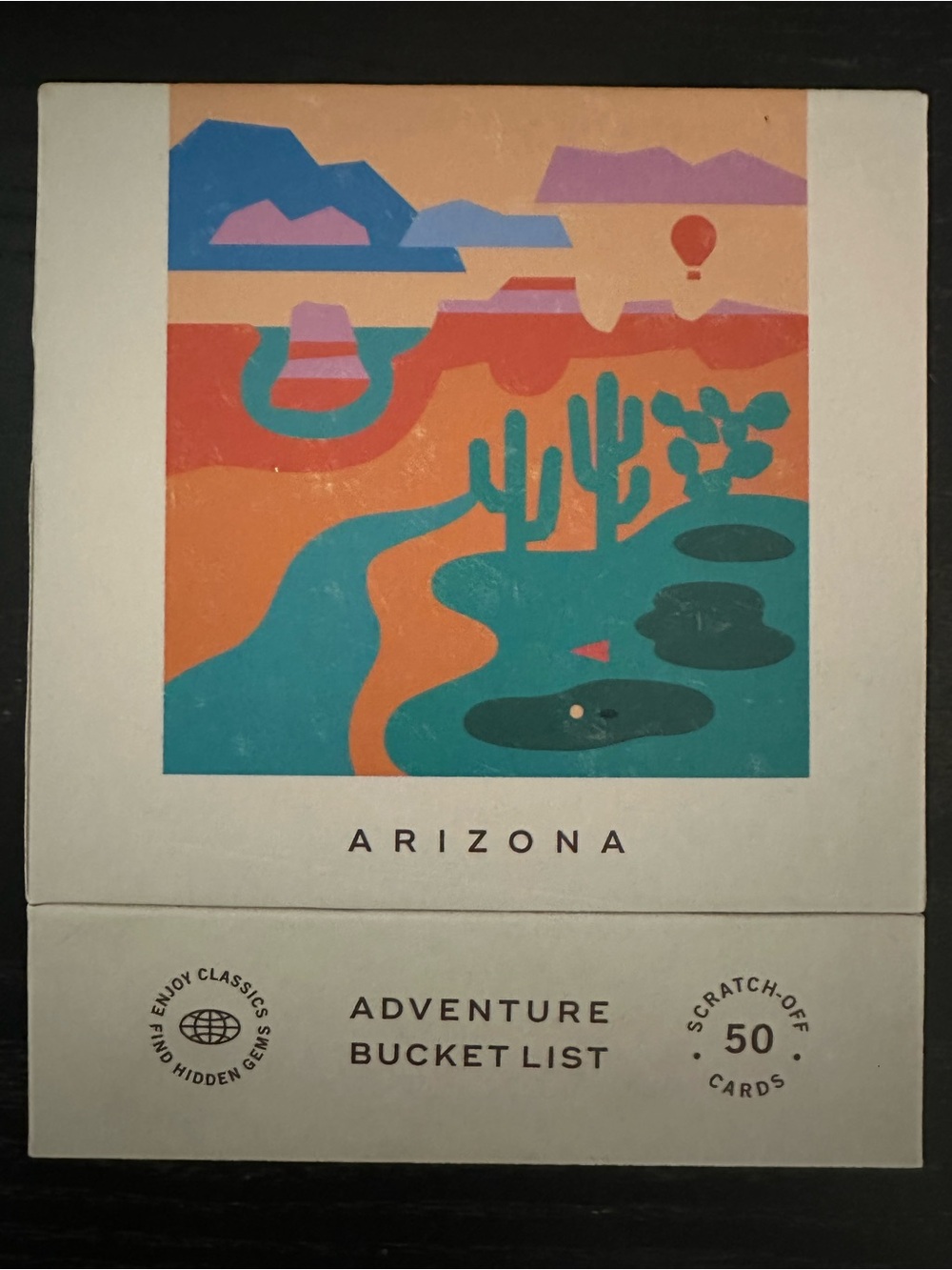 Arizona Adventure Bucket List Scratch-Off Art Card - Teal, Orange, Red